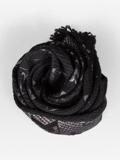 Louis Vuitton Black & Silver Wool Logomania Scarf