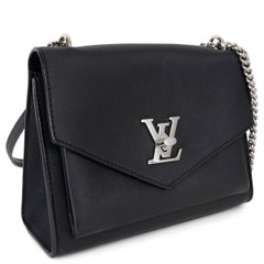 LOUIS VUITTON black Soft Calfskin leather MYLOCKME CHAIN Shoulder Bag