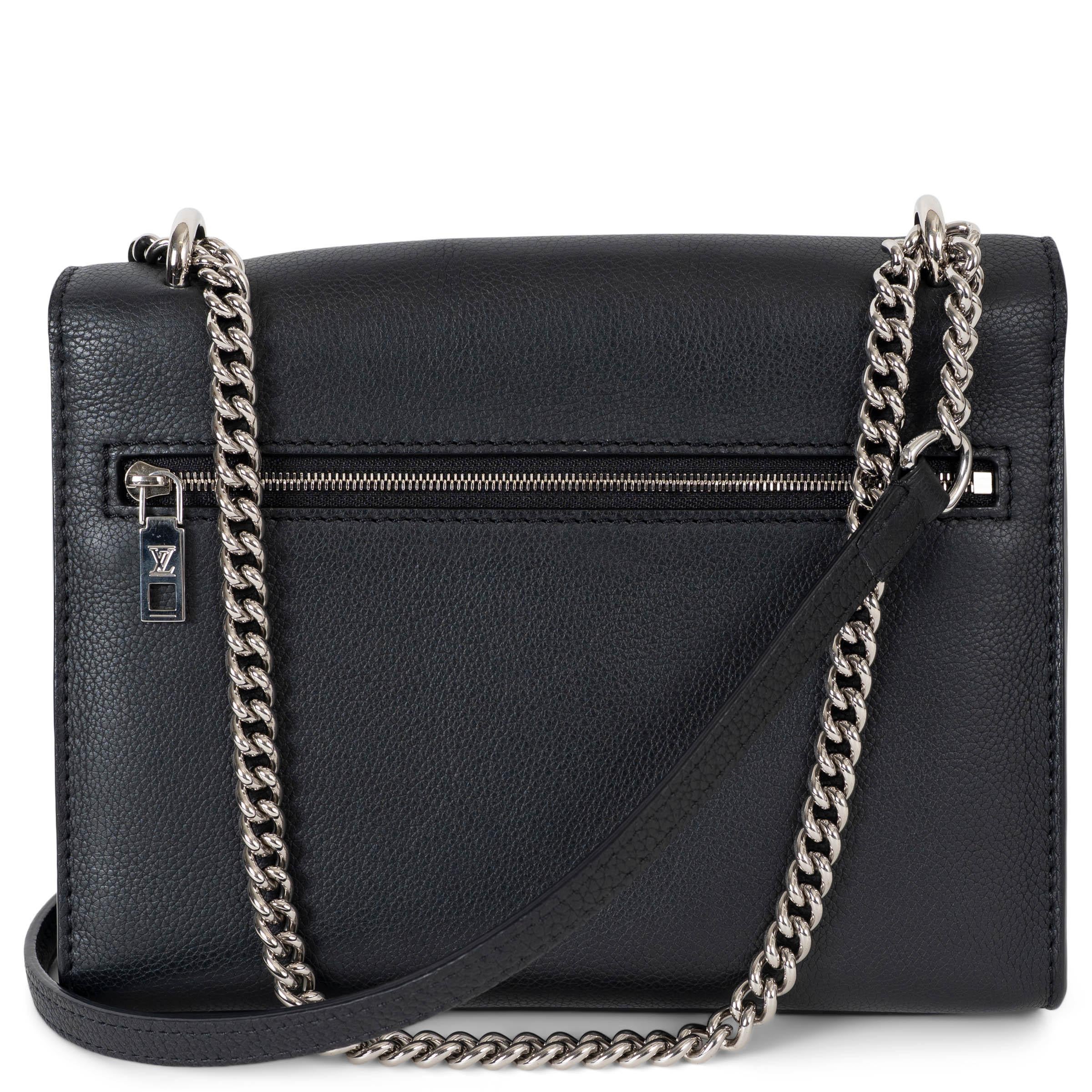 Nero LOUIS VUITTON Borsa a tracolla MYLOCKME CHAIN in pelle di vitello morbida nera in vendita