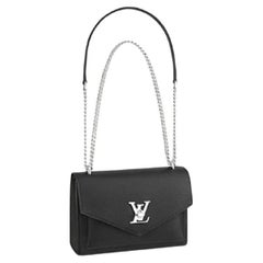 Louis Vuitton Black Soft Grained Calfskin Mylockme Chain Bag