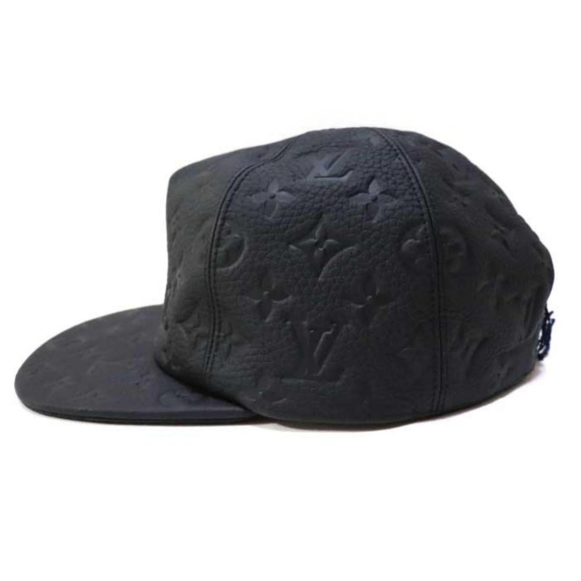 Louis Vuitton Black Ss19 Virgil Abloh Leather Noir Baseball Cap 870231 Hat In New Condition For Sale In Forest Hills, NY