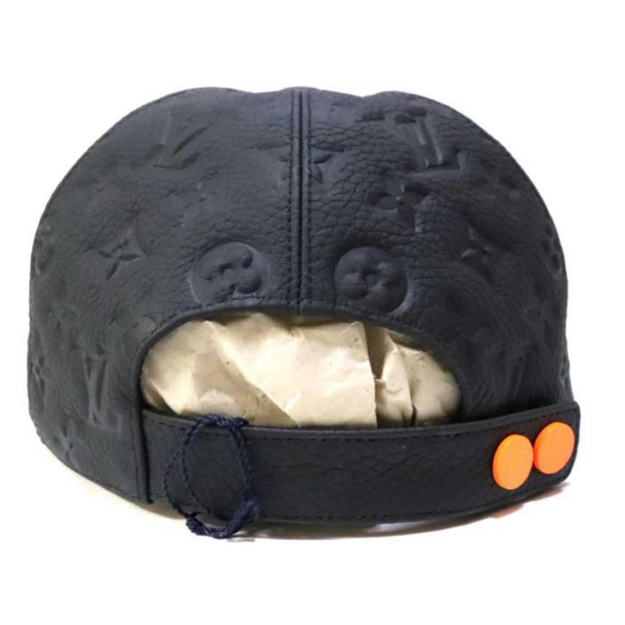 Louis Vuitton Black Ss19 Virgil Abloh Leather Noir Baseball Cap 870231 Hat For Sale 1