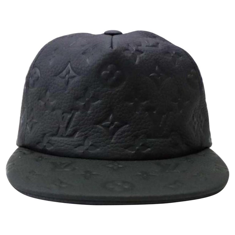 Louis Vuitton Black Leather Monogram Shadow Baseball Cap Hat 1231lv10
