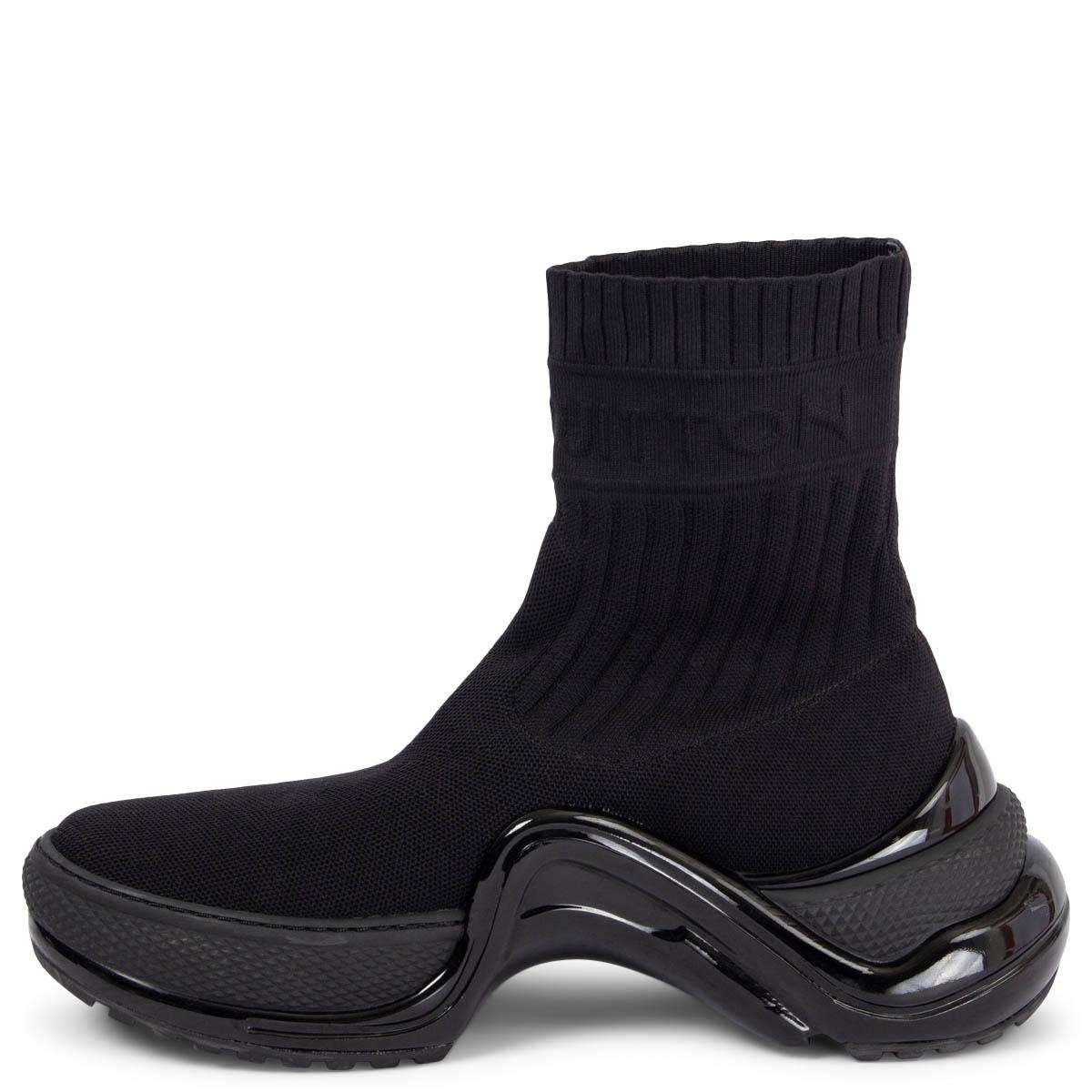 Noir LOUIS VUITTON noir STRETCH TEXTILE ARCHLIGHT Sock High Top Sneakers Shoes 38 en vente