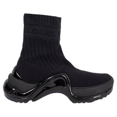 LOUIS VUITTON noir STRETCH TEXTILE ARCHLIGHT Sock High Top Sneakers Shoes 38