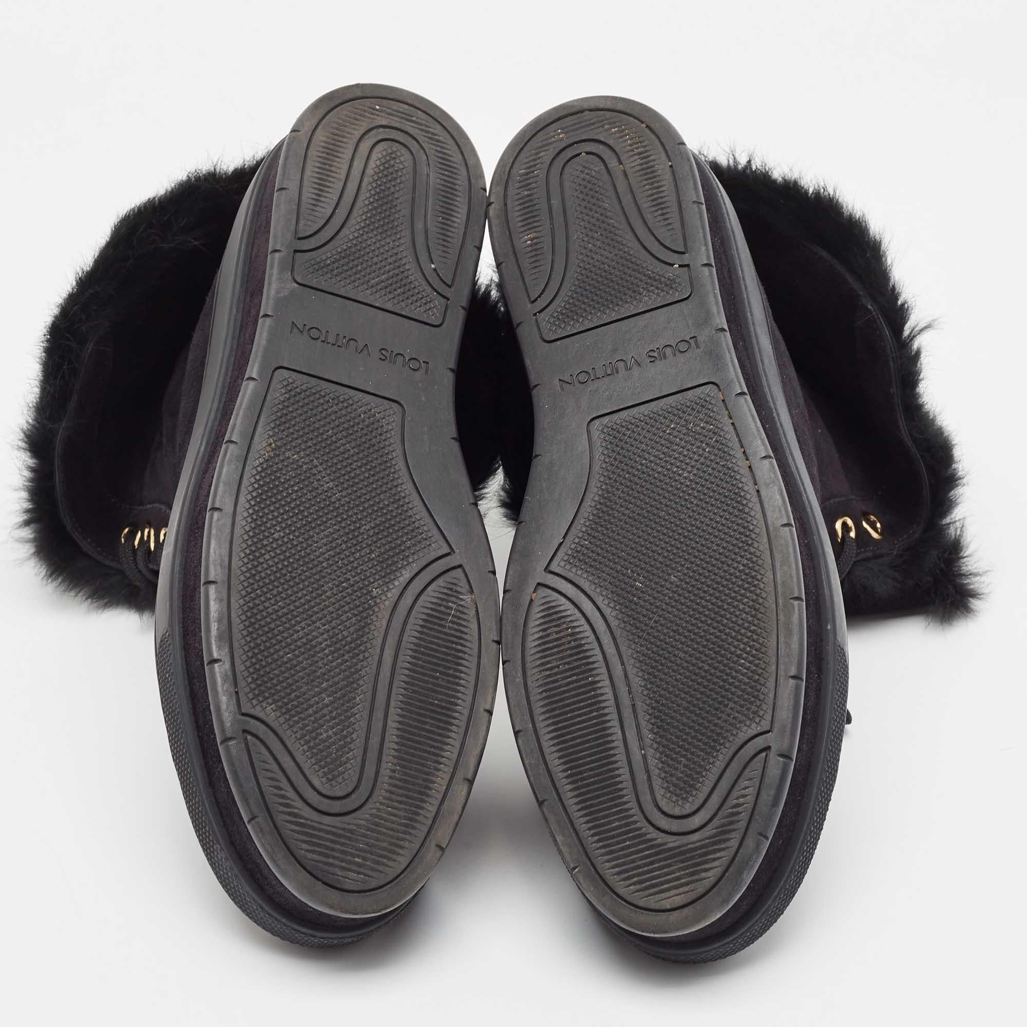 Louis Vuitton Black Suede and Fur Jazzy Sneakers 38 For Sale 2
