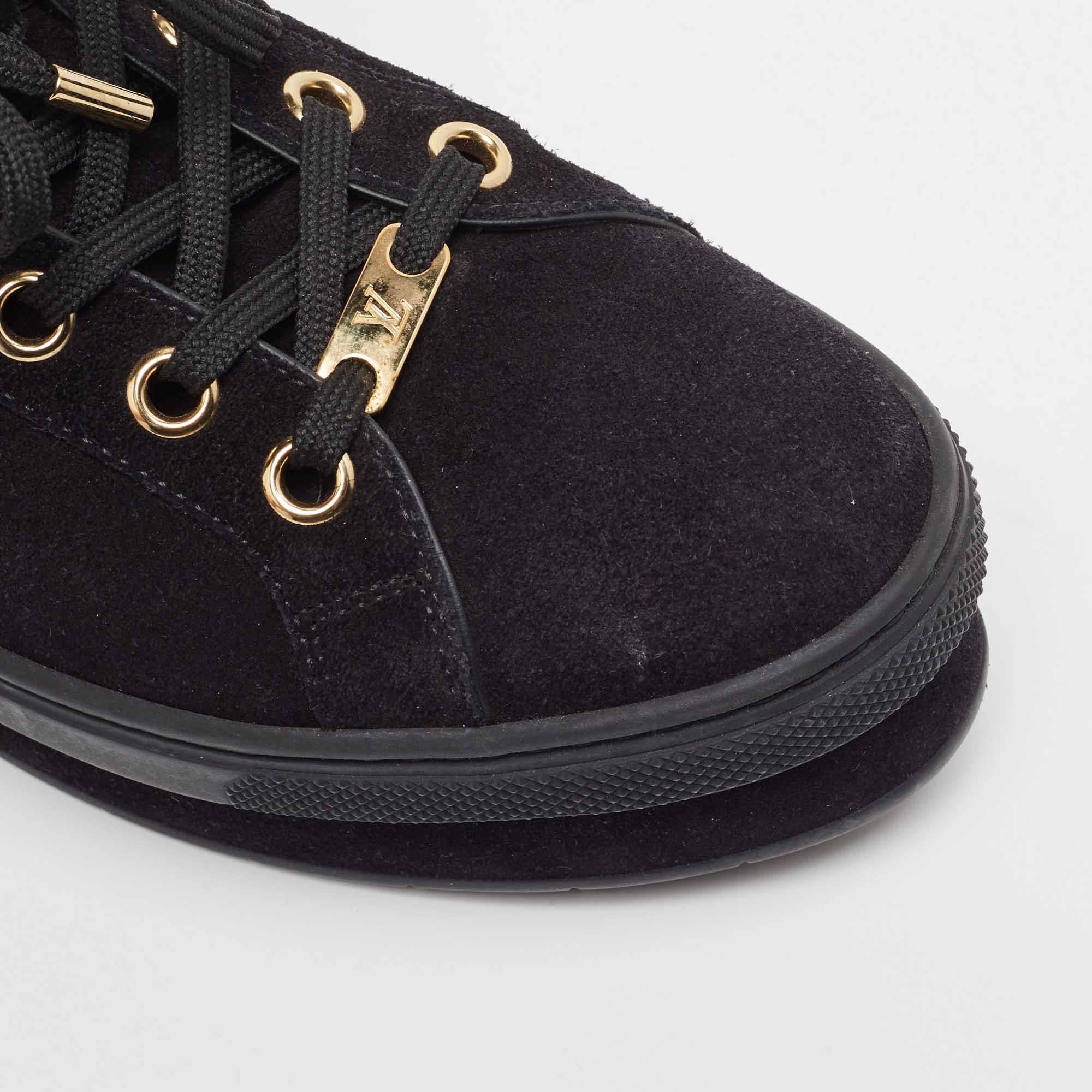Louis Vuitton Black Suede and Fur Jazzy Sneakers 38 For Sale 3