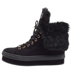 Louis Vuitton Black Suede and Fur Jazzy Sneakers 38