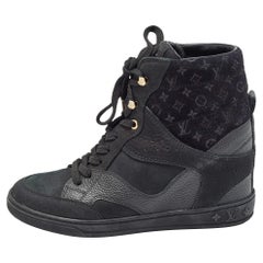 Louis Vuitton Black Suede and Leather Millenium Sneakers Size 35.5