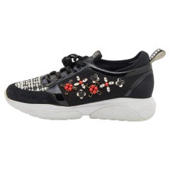 Louis Vuitton Black Suede and Mesh Heat Embellished Sneakers Size 38