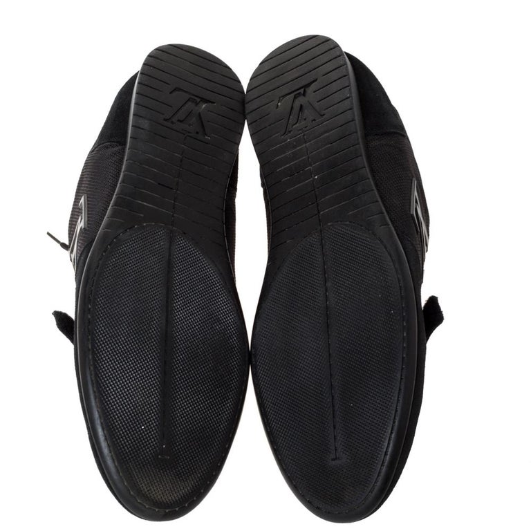 Louis Vuitton Black Suede And Mesh Logo Velcro Strap Sneakers Size 44.5 ...
