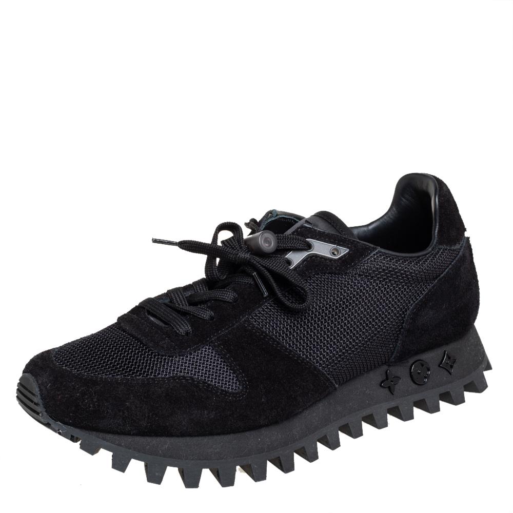 The LV Runner by Louis Vuitton presents the running shoe design in a luxe manner. Crafted using suede and mesh, these sneakers in black feature lace-up closure and monogram details on the soles.

