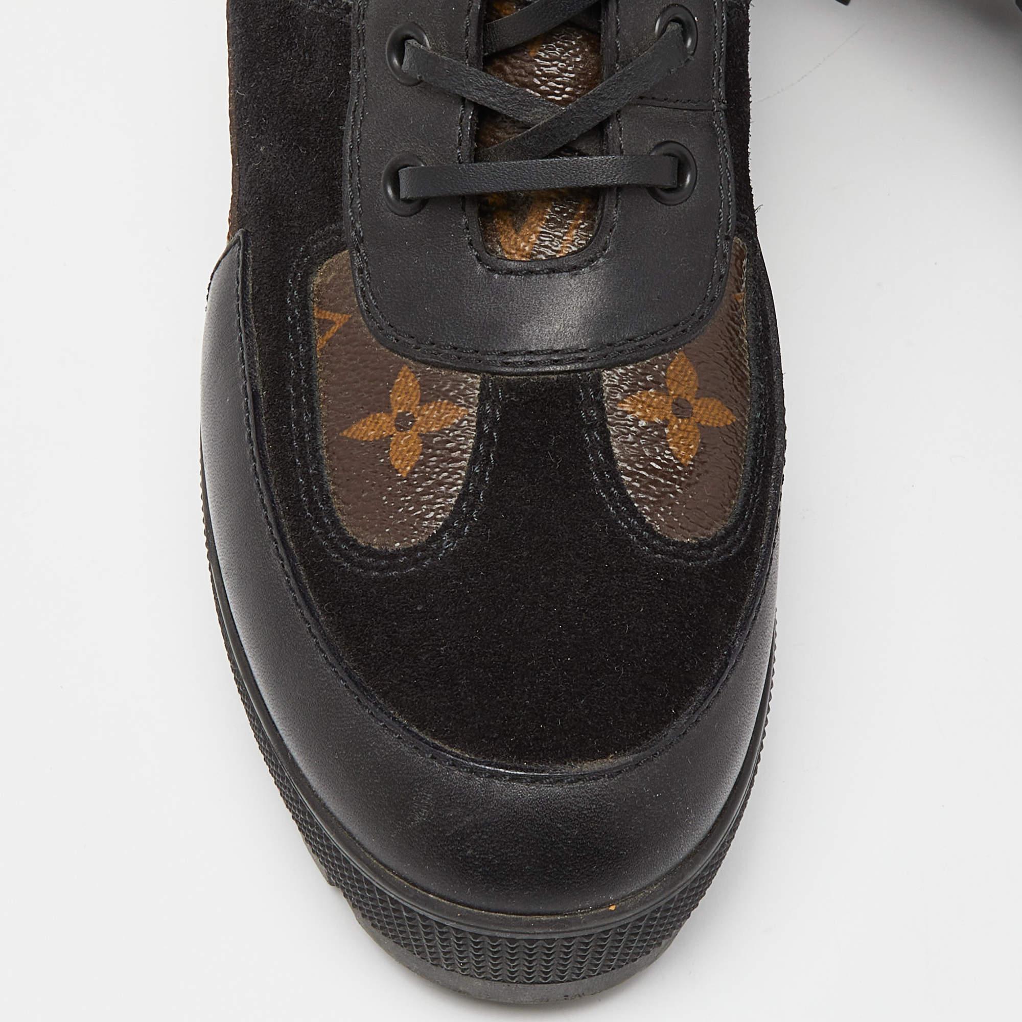 Louis Vuitton Black Suede and Monogram Canvas Laureate Desert Boots Size 39.5 3