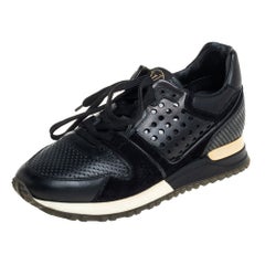 Louis Vuitton Black Suede And Perforated Leather Run Away Sneakers Size 36