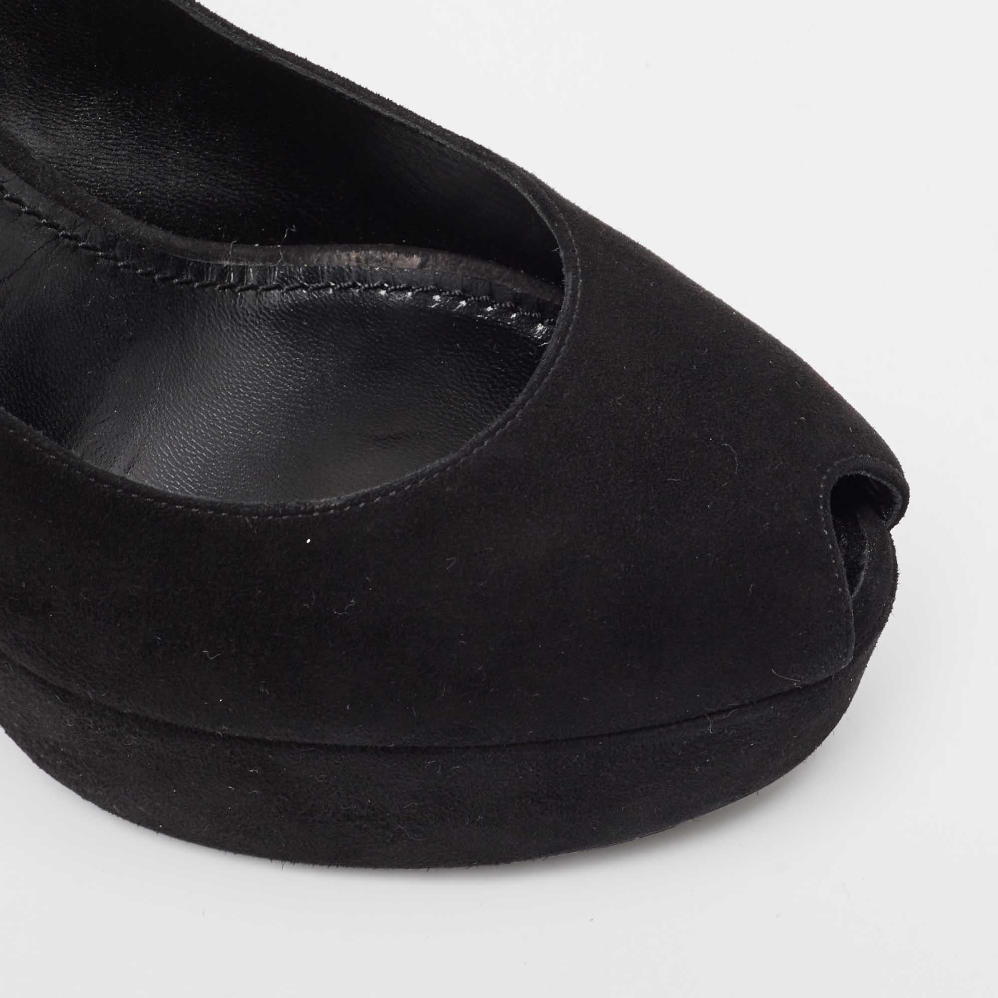 Louis Vuitton Black Suede Ankle Strap Pumps Size 37 For Sale 1