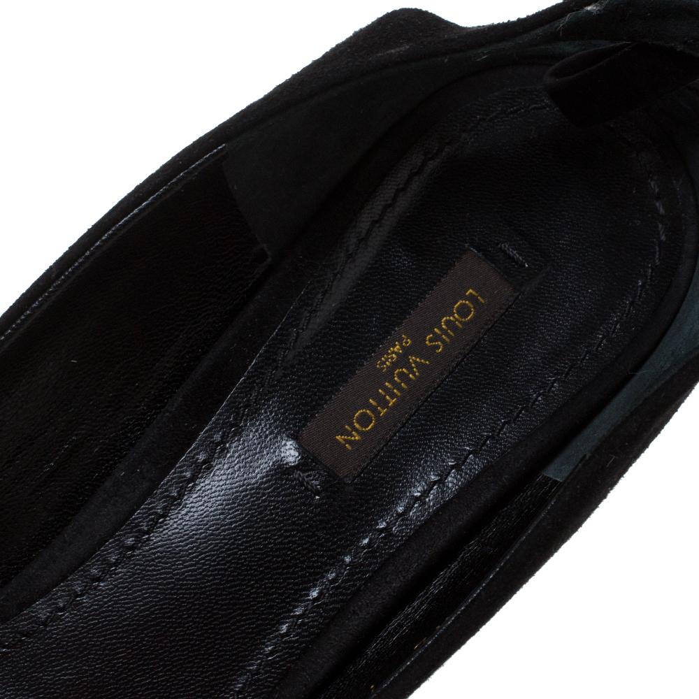 Women's Louis Vuitton Black Suede Bow Slingback Pumps Size 39.5