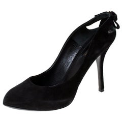 Louis Vuitton Black Suede Bow Slingback Pumps Size 39.5