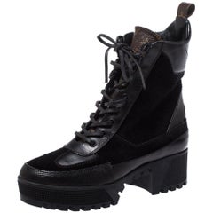 Louis Vuitton - Laureate Desert Bottines en cuir et toile de daim noir Taille 36