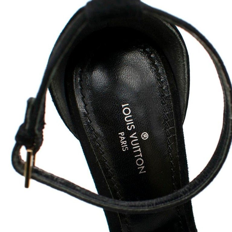 Louis Vuitton Black Suede Crystal Flower Sandals 36 at 1stDibs  louis  vuitton clear heels, louis vuitton crystal heels, louis vuitton nova heels