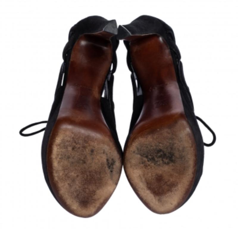 Louis Vuitton Black Suede Cutout Monogram Platform Ankle Boots Size 36 In Fair Condition For Sale In Dubai, Al Qouz 2