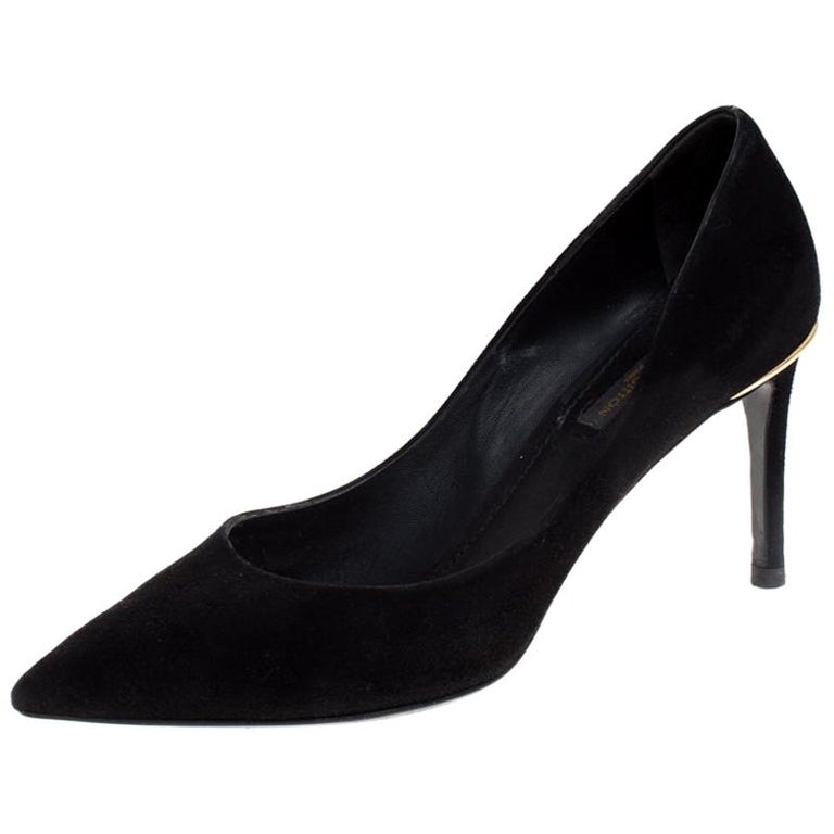 Louis Vuitton Black Suede Eyeline Pointed Toe Pumps Size 37.5 at ...