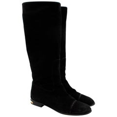 Louis Vuitton Black Suede Flat Boots - Size EU 40