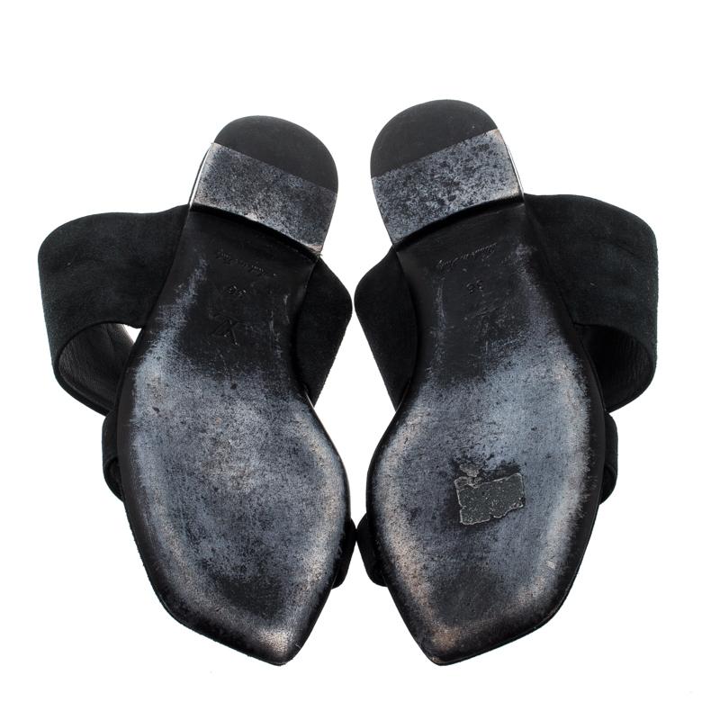Women's Louis Vuitton Black Suede Flat Sandals Size 36