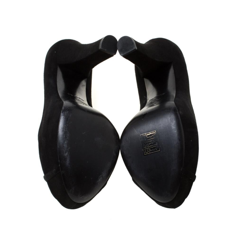 Women's Louis Vuitton Black Suede Kimono Peep Toe Platform Pumps Size 36.5
