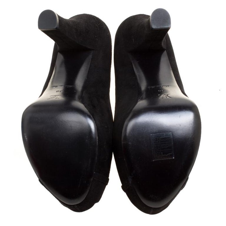 Louis Vuitton Black Suede Kimono Peep Toe Platform Pumps Size 38 For ...