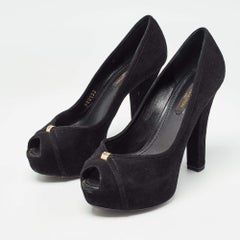 Louis Vuitton Schwarz Wildleder Kimono Peep Toe Pumps Größe 35.5