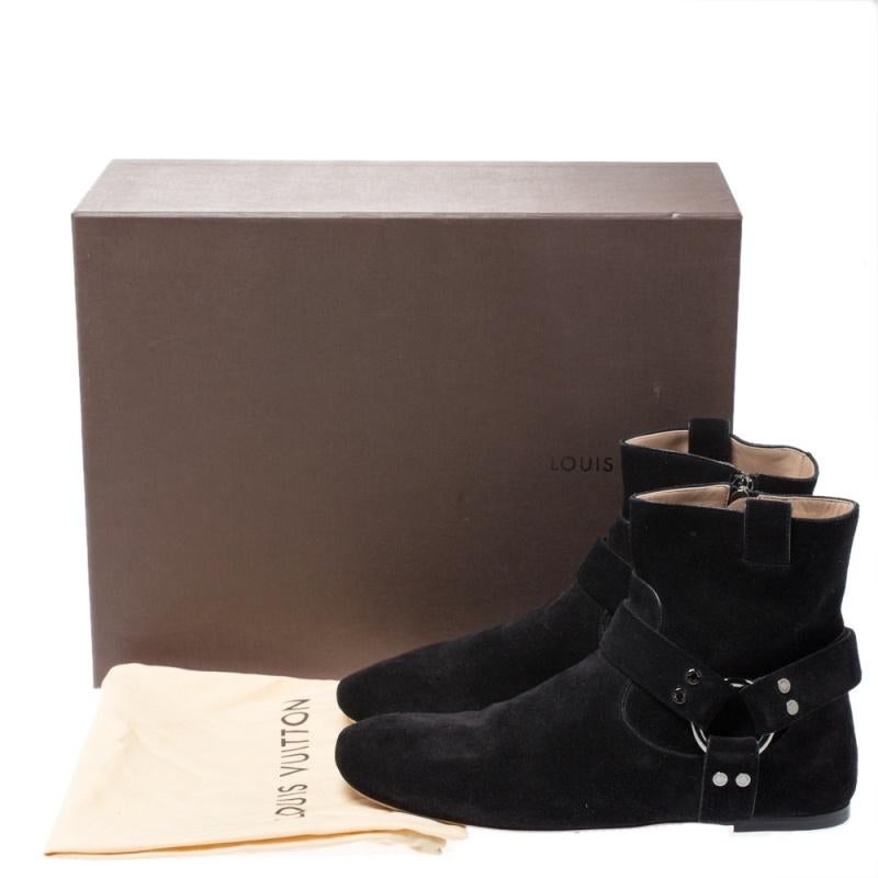 Louis Vuitton Black Suede Leather Ankle Boots Size 38 4