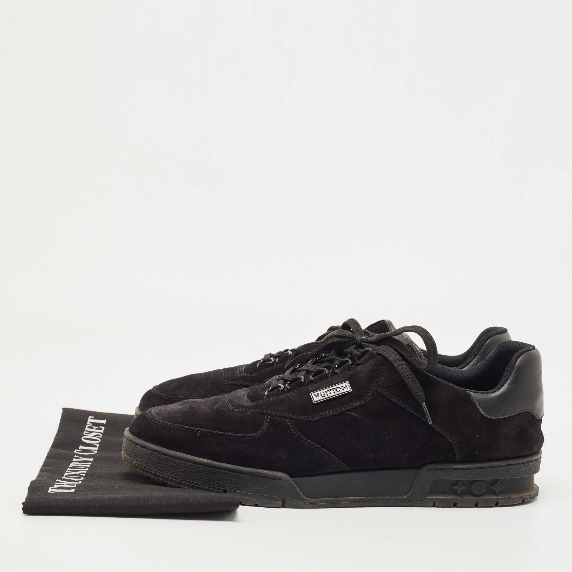 Louis Vuitton Black Suede LV Trainer Sneakers  5