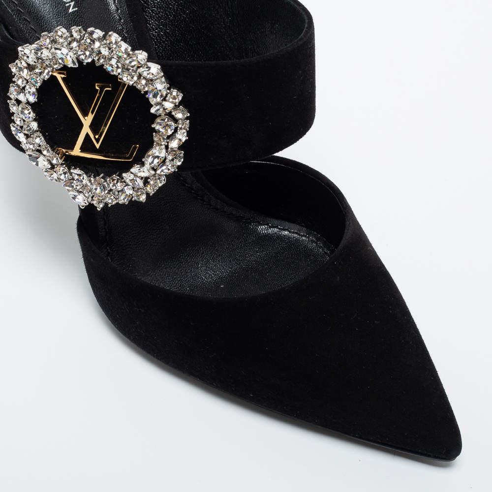 Louis Vuitton Black Suede Madeleine Pointed Toe Mules Size 39 1