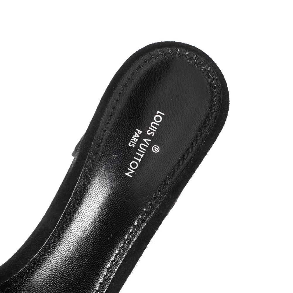 Louis Vuitton Black Suede Madeleine Slide Sandals Size 38 2