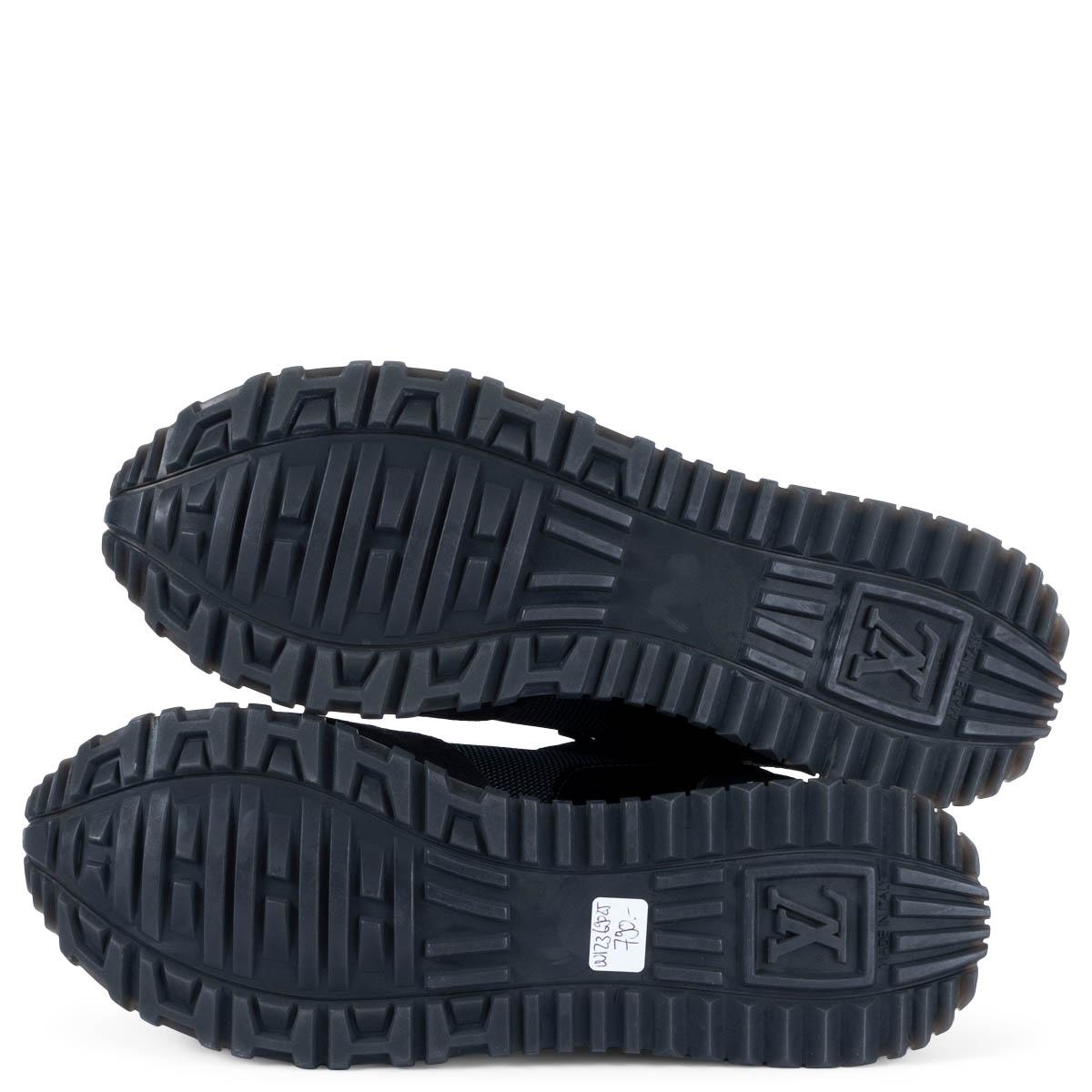 LOUIS VUITTON black suede & Monogram RUN AWAY Sneakers Shoes 37 For Sale 4