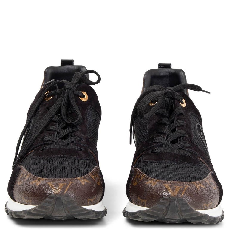 LOUIS VUITTON black suede MONOGRAM RUN AWAY Sneakers Shoes 41 For Sale at  1stDibs