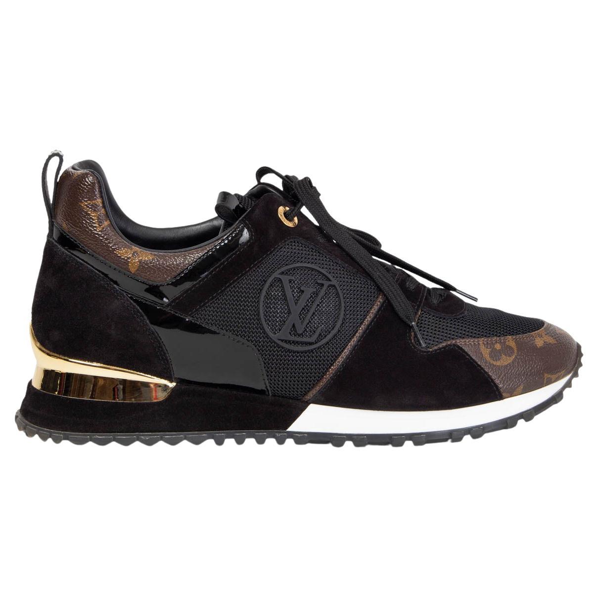 LOUIS VUITTON black suede MONOGRAM RUN AWAY Sneakers Shoes 41