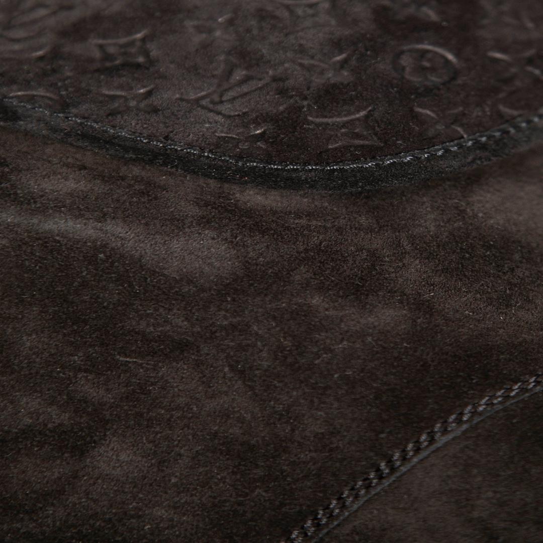 Louis Vuitton Black Suede Monogram Wedge Boots Size IT 37.5 1