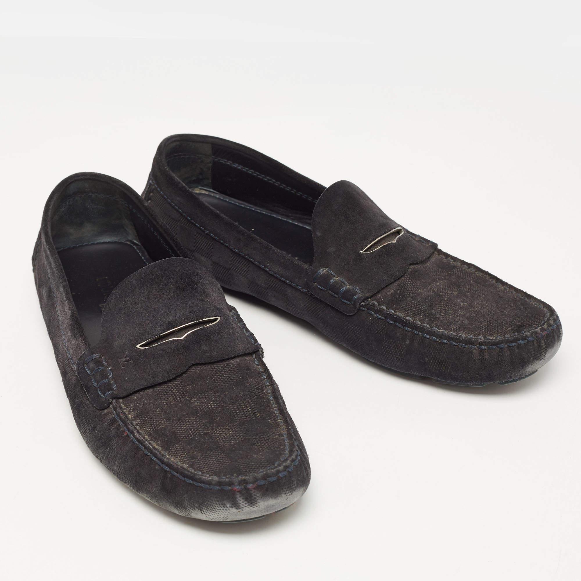Men's Louis Vuitton Black Suede Monte Carlo Loafers Size 43.5 For Sale