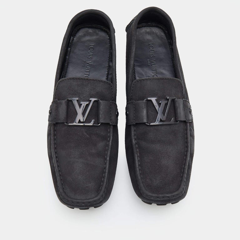 Louis Vuitton Black Suede Monte Carlo Slip On Loafers Size 44