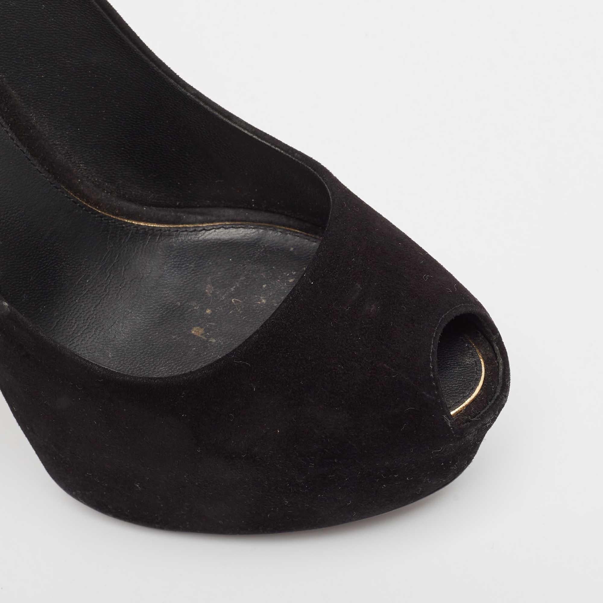 Louis Vuitton - Oh Really! en daim noir Escarpins à bout ouvert, taille 38 en vente 2