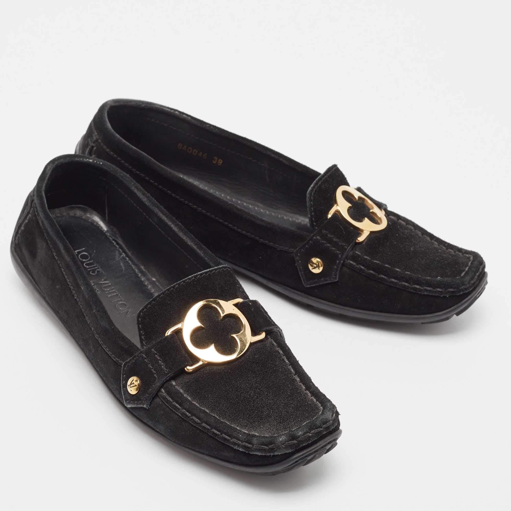 Women's Louis Vuitton Black Suede Oxford Loafers Size 39