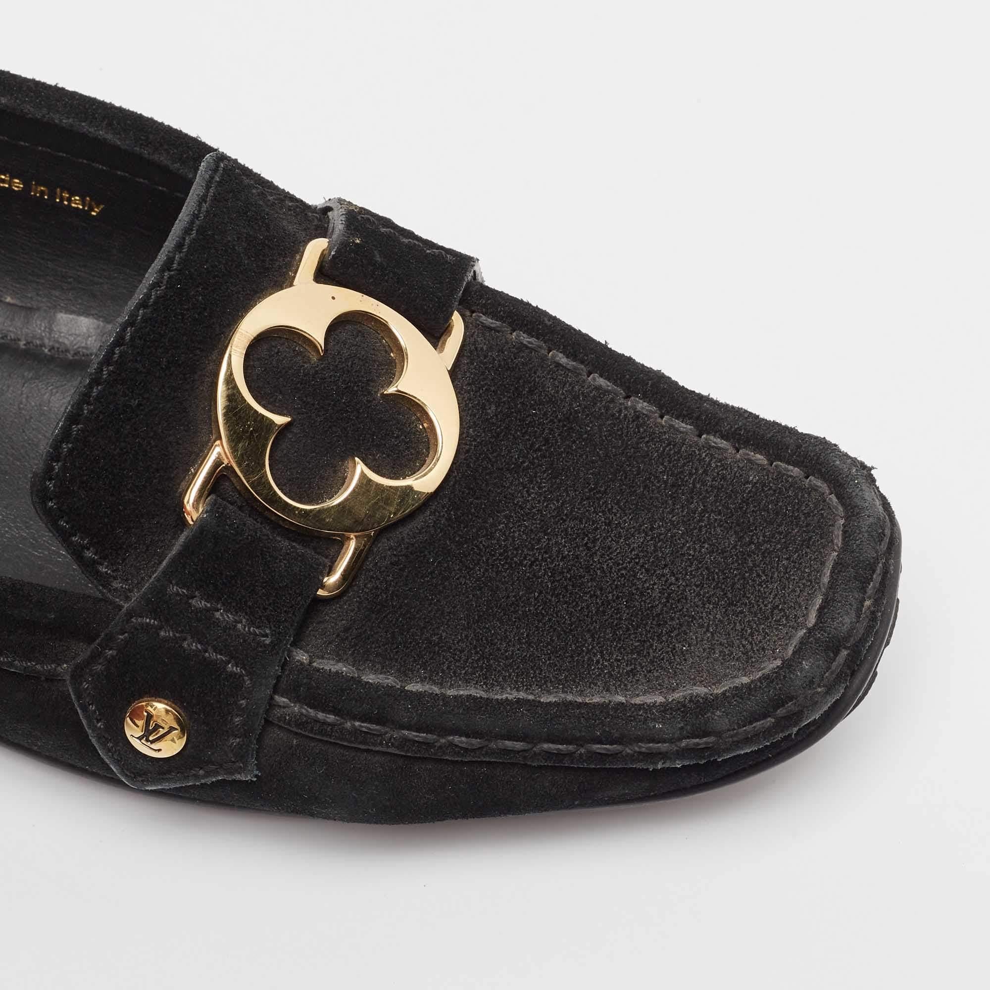 Louis Vuitton Black Suede Oxford Loafers Size 39 3