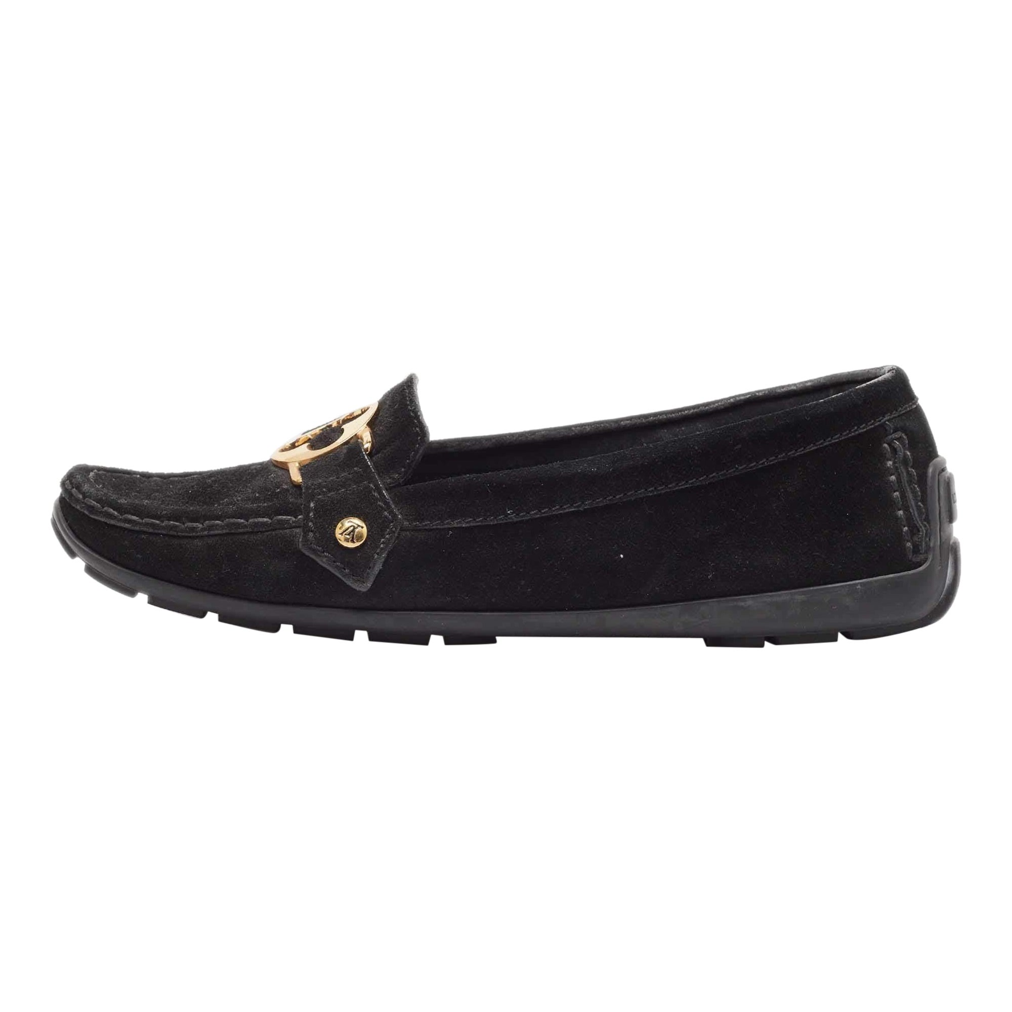 Louis Vuitton Black Suede Oxford Loafers Size 39