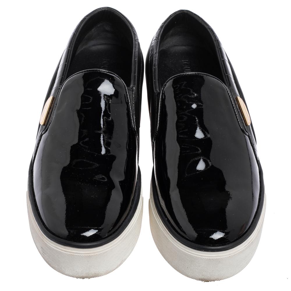 Louis Vuitton - Scarpe da ginnastica con piattaforma in pelle e brevetto in pelle scamosciata nera - misura 39,5 In condizioni ottime a Dubai, Al Qouz 2