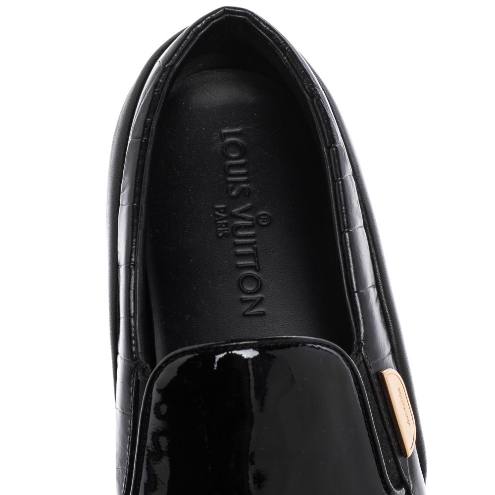 Donna Louis Vuitton - Scarpe da ginnastica con piattaforma in pelle e brevetto in pelle scamosciata nera - misura 39,5