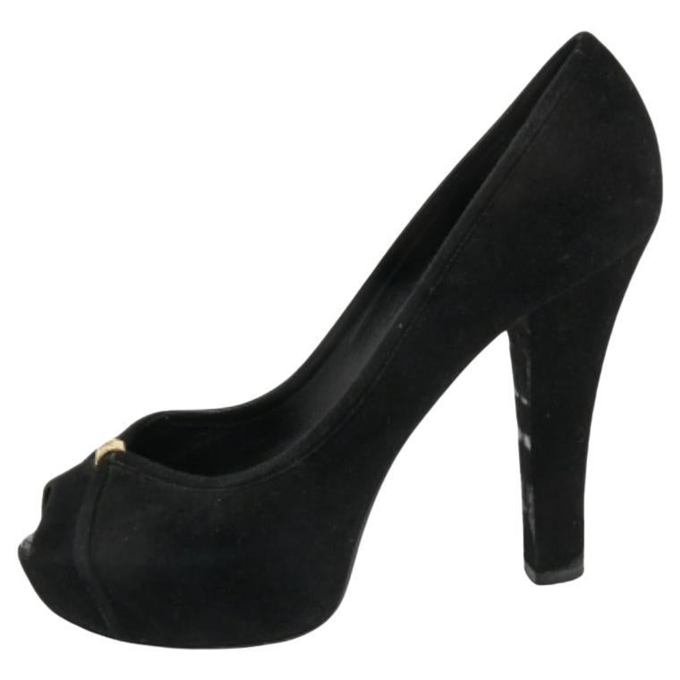 Louis Vuitton Black Suede Peep Toe Pumps Size 39
