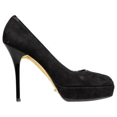 Louis Vuitton Black Suede Peep-Toe Pumps Size IT 37.5