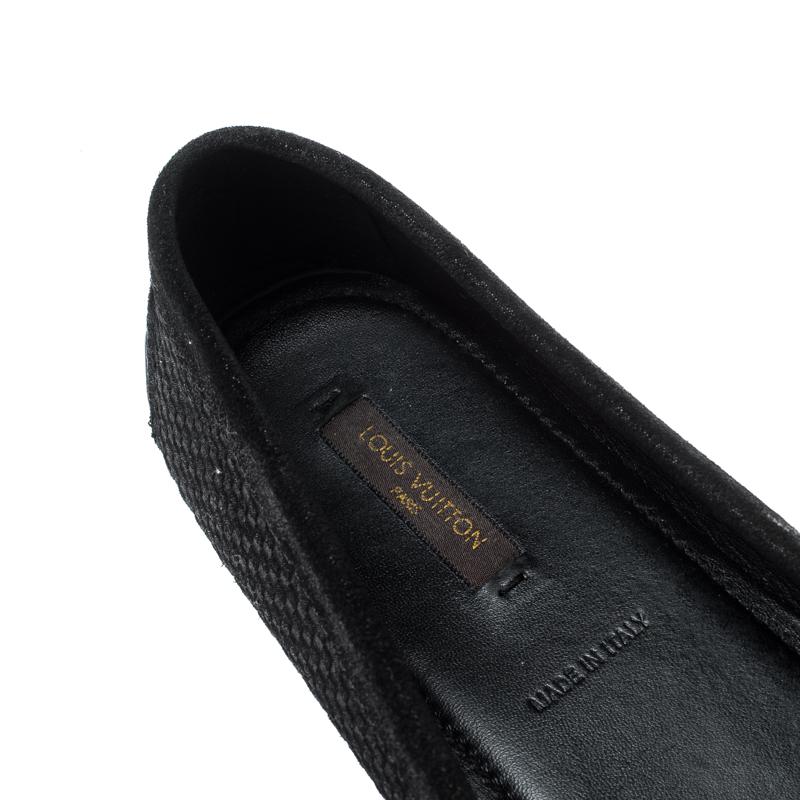 Women's Louis Vuitton Black Suede Penny Loafers Size 39