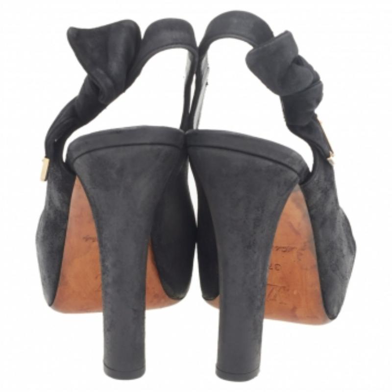 Louis Vuitton - Sandali con plateau in pelle scamosciata nera - misura 37 In condizioni discrete in vendita a Dubai, Al Qouz 2